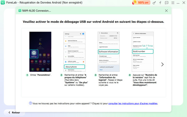 Activer le débogage USB