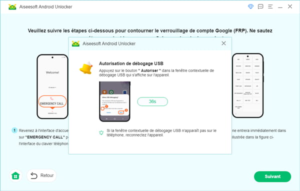 Appuyez sur Autoriser pour continuer