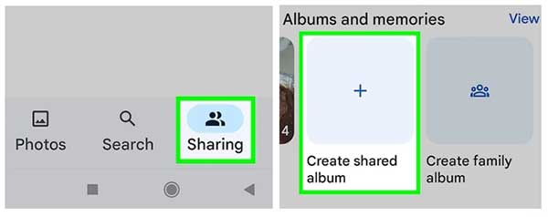 Créer un album partagé sur Google Photos pour transférer les données