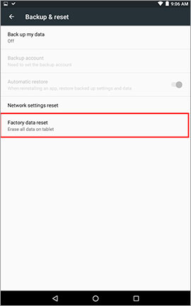 Réinitialiser la tablette