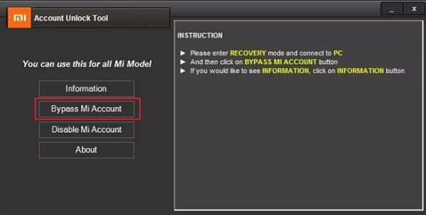 Contourner le compte Mi avec Mi Account Unlock