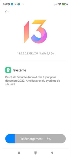 Effectuer une mise à jour Xiaomi MIUI 13