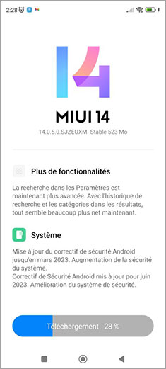 Effectuer une mise à jour Xiaomi MIUI 14