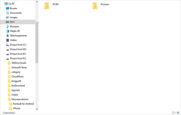 Trouver les photos à transférer vers PC
