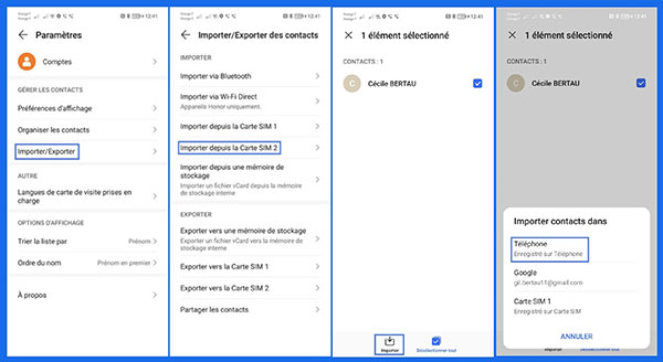 Récupérer les contacts Samsung via la carte SIM