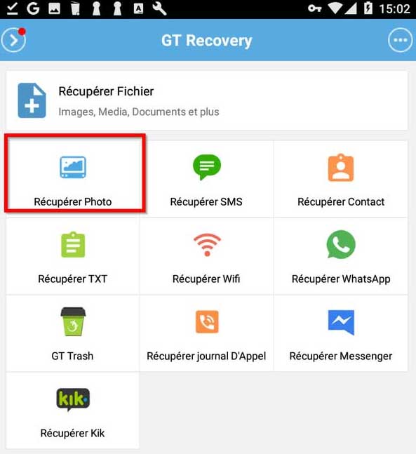 recuperer fichier avec GT Recovery