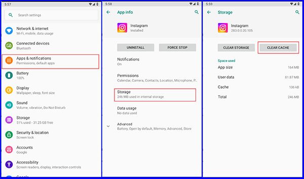 Vider le cache Instagram sur Android