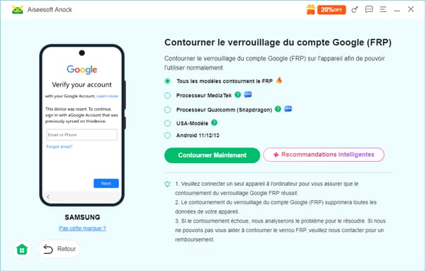 Commencer la suppression du verrouillage Google FRP