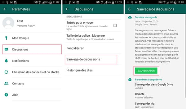 Sauvegarder les discussion Android