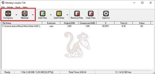 Monkey's Audio compresser un fichier