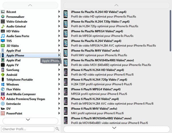 Choisir le profil de sortie