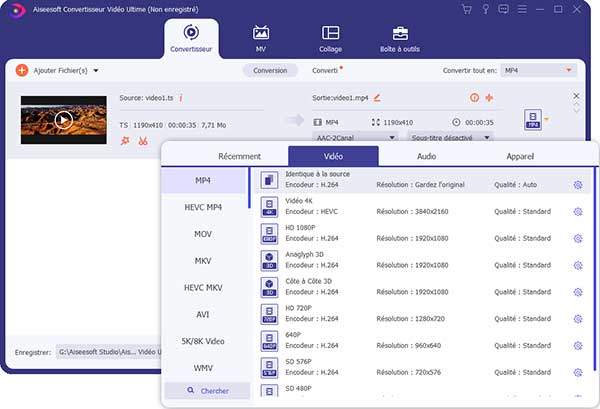 Convertir fichier TS