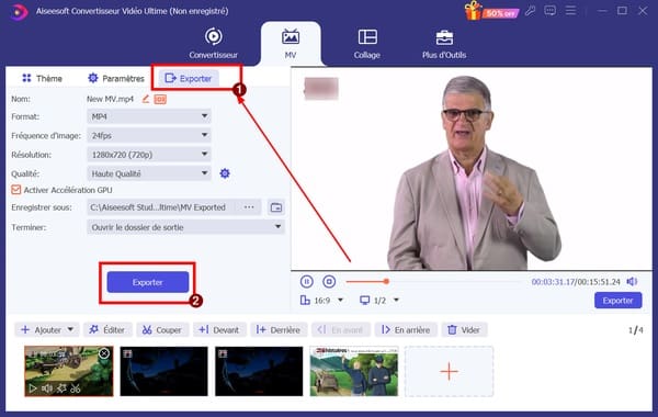 Exporter la vidéo