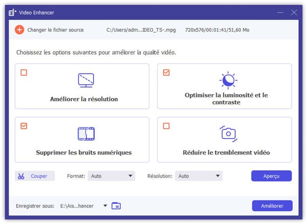 Toutes les fonctionnalités de Video Enhancer