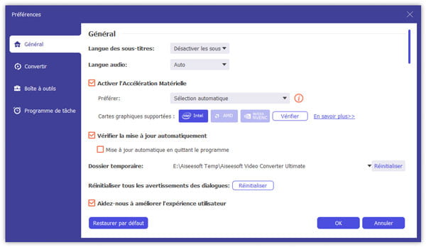 Préférences Général