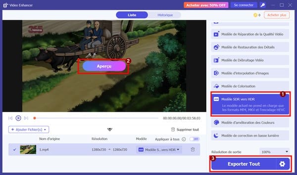 Lancer la conversion SDR vers HDR
