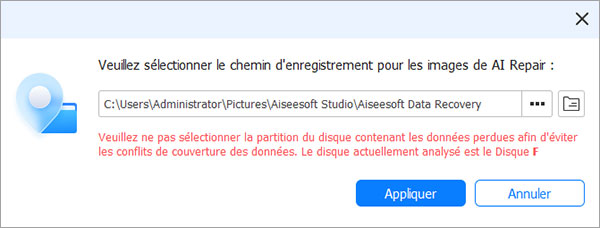 Choisir le dossier d'enregistrer vos photos