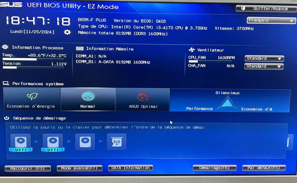 Entrer dans la configuration du BIOS