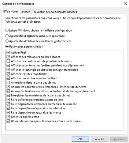 Options de performances