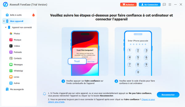 Faire confiance à cet ordinateur avec iPhone