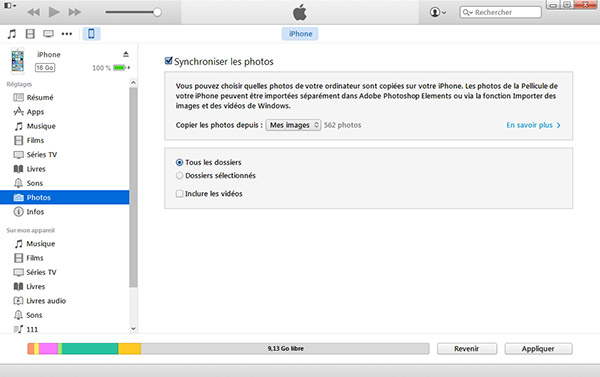 Synchroniser les photos vers l'iPhone avec iTunes