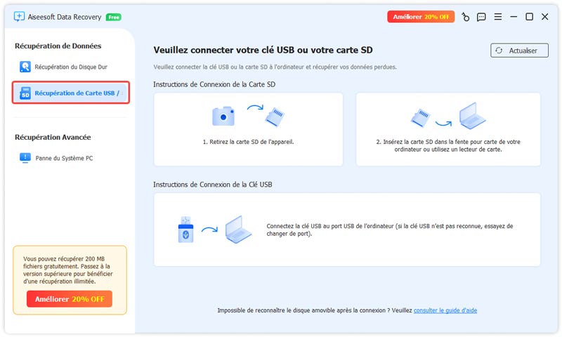 Récupération de Carte USB/SD