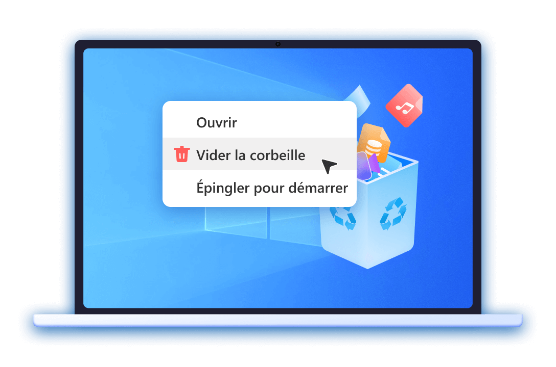 Supprimé en vidant la corbeille
