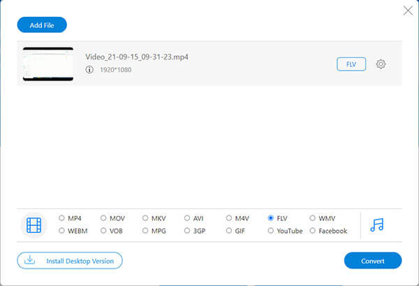 Convertir MP4 en FLV en ligne