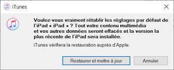 Confirmer la restauration iPad avec iTunes