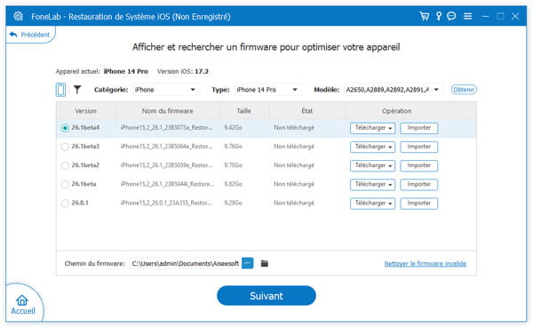 Le firmware approprié pour optimiser votre appareil