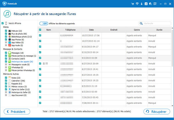 Récupérer l'historique des appels depuis iTunes