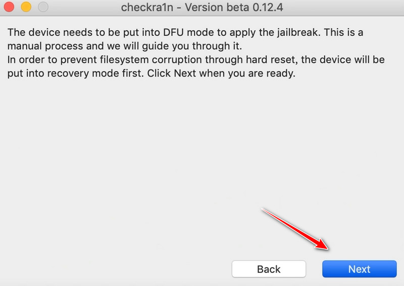 Checkra1n cliquez sur Next