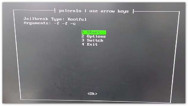 Confirmer paramètres arguments et démarrer