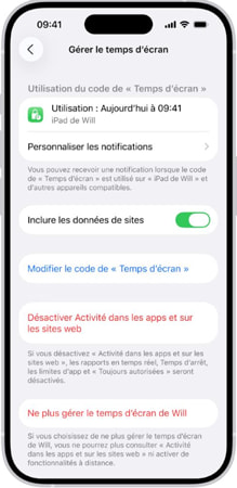 Désactiver ou réinitialiser le code