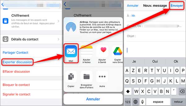Exporter les discussions WhatsApp d'iPhone par E-mail