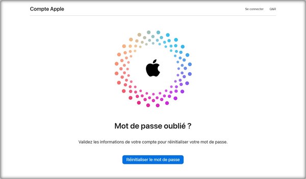 Interface de iforgot.apple.com