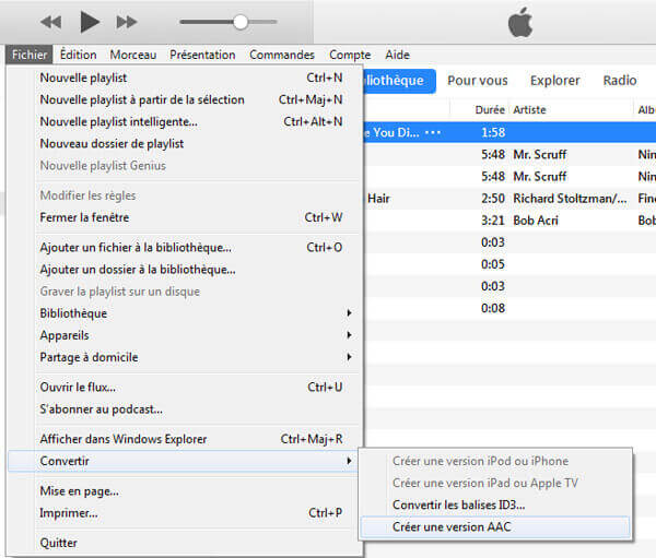 Créer la version AAC