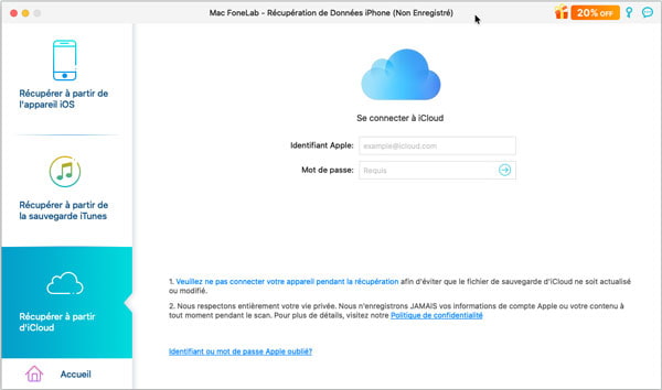 Récupérer depuis la sauvegarde iCloud