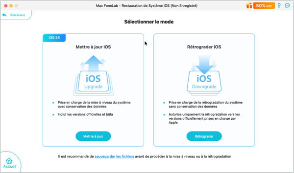 Sélectionner le mode