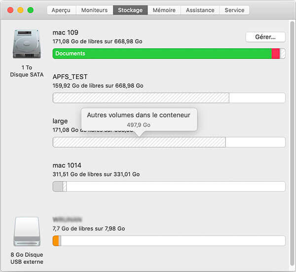 Voir l'état de stockage Mac
