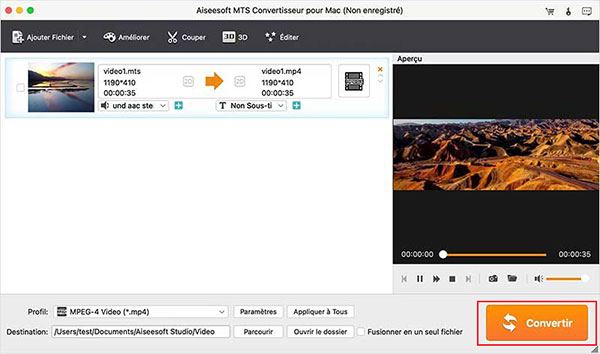 Convertir la vidéo MTS