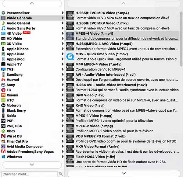  Choisir le format de sortie