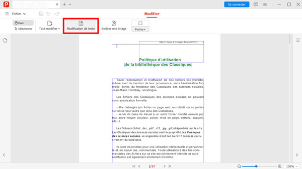 Modifier textes