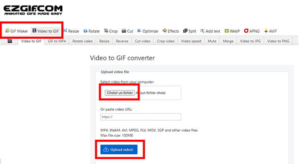 Importer la vidéo ou les photos