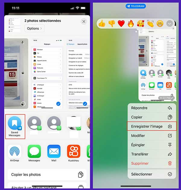 Réduire la taille d'une photo iPhone avec l'application Telegram