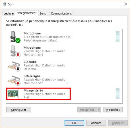 Activer le Mixage Stéréo