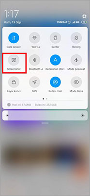 Capturer d'écran Xiaomi à l'aide du menu de notification