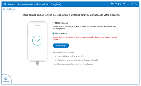 Sélectionner Mode avancé
