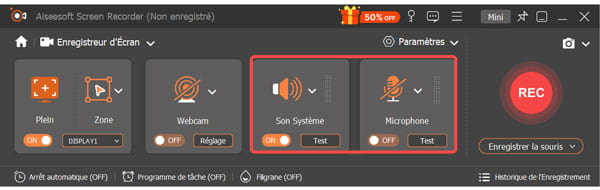 Modifier des réglages d'enregistrement