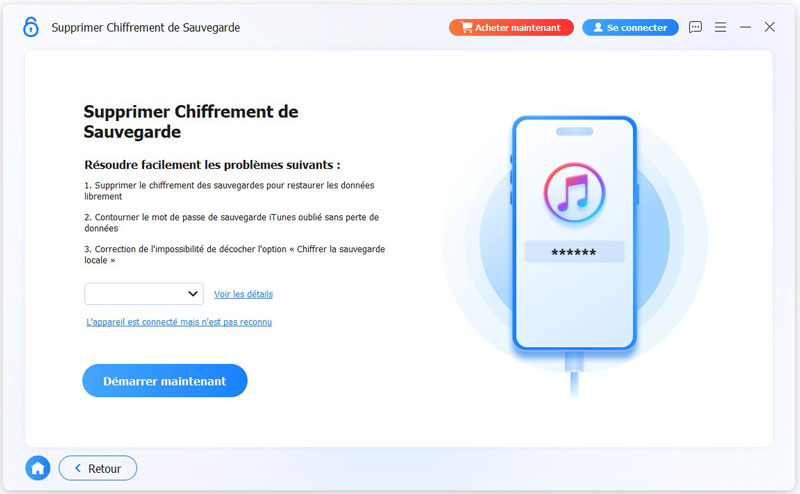 Connecter l'appareil à supprimer
